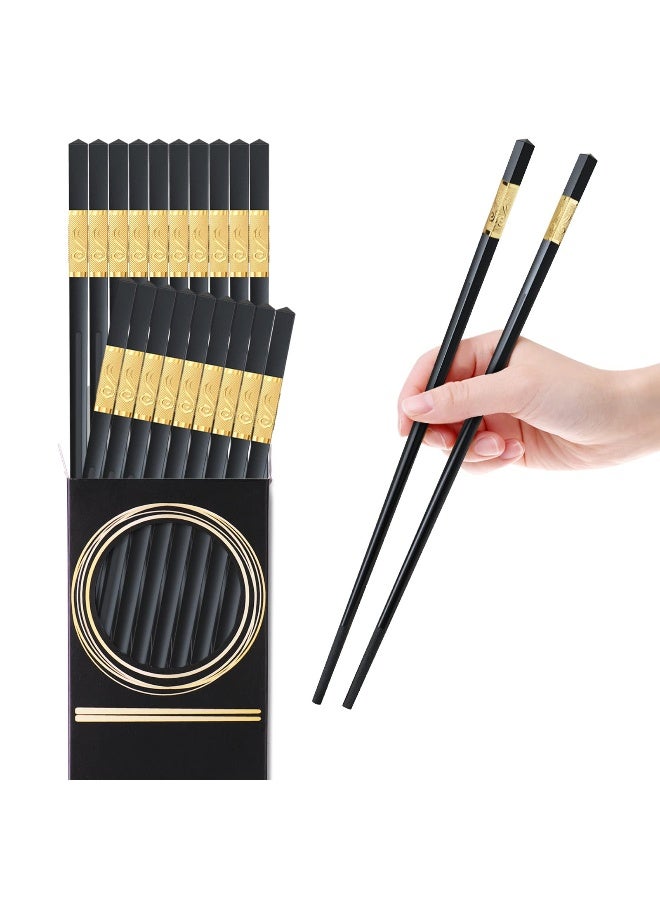 GLAMFIELDS 10 Pairs Fiberglass Chopsticks, GLAMFIELDS Reusable Japanese Chinese Korea Chop Sticks Dishwasher Safe, Non-slip, 9 1/2 inches Gold - Image 1